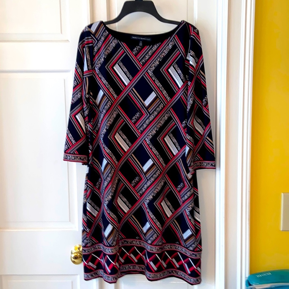WHBM Geographic Print Pullover Elbow Sleeve Dress